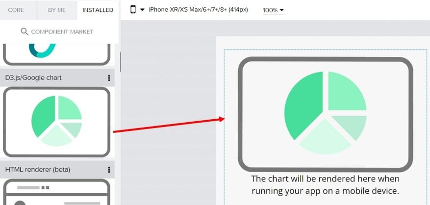 Arrastrar componente chart a la app