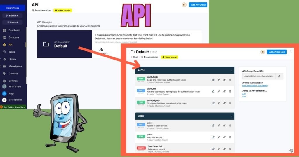 API en XANO y Grupod de APIs