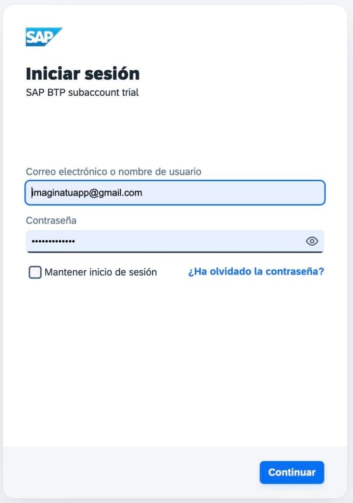 Acceso SAP Build Apps Trial