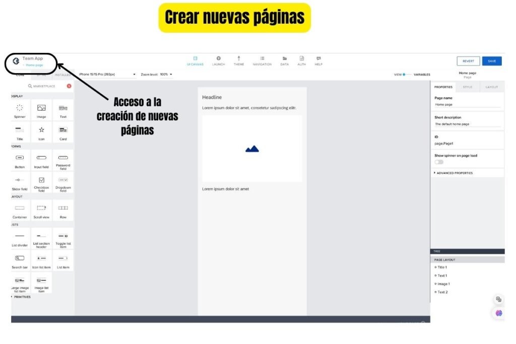 Crear una nueva página