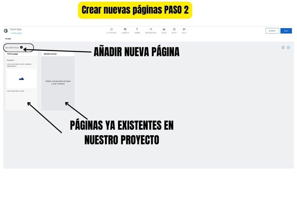 Crear una nueva página PASO 2